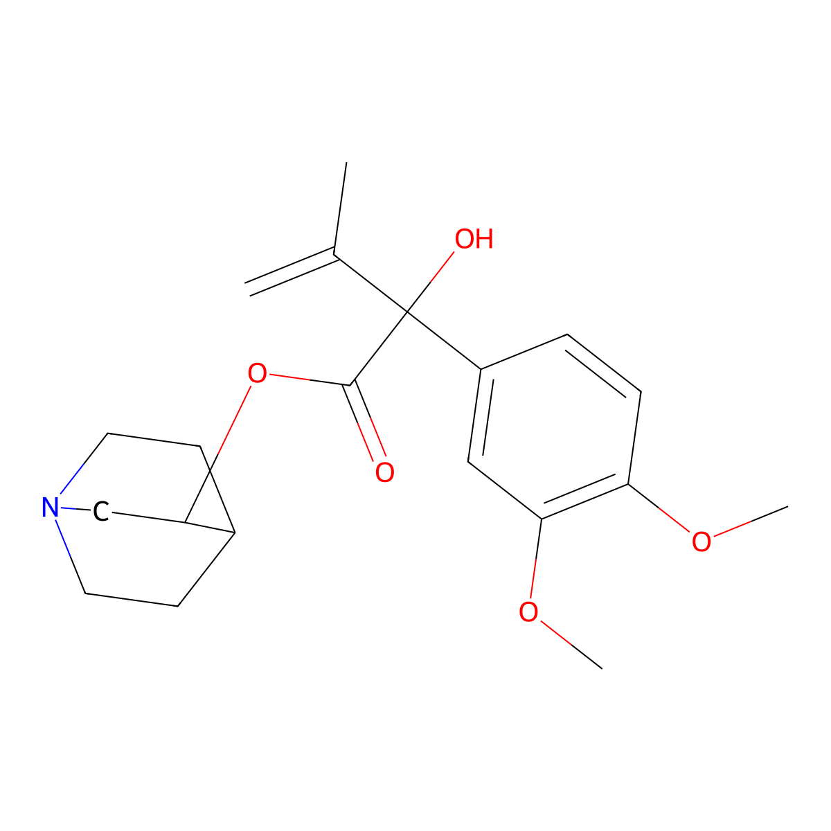 Mandelic acid, alpha-isopropenyl-3,4-dimethoxy-, 3-quinuclidinyl ester molecular structure, CAS 101710-95-6