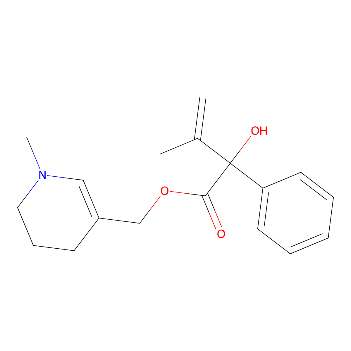 (1-Methyl-1,4,5,6-tetrahydropyridin-3-yl)methyl 2-hydroxy-3-methyl-2-phenylbut-3-enoate molecular structure, CAS 101710-97-8