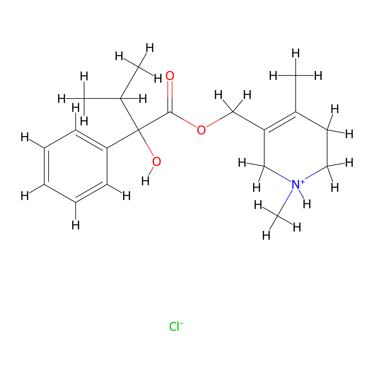 Mandelic acid, alpha-isopropyl-, 1,4-dimethyl-1,2,5,6-tetrahydro-3-pyridylmethyl ester, hydrochloride molecular structure, CAS 101710-99-0