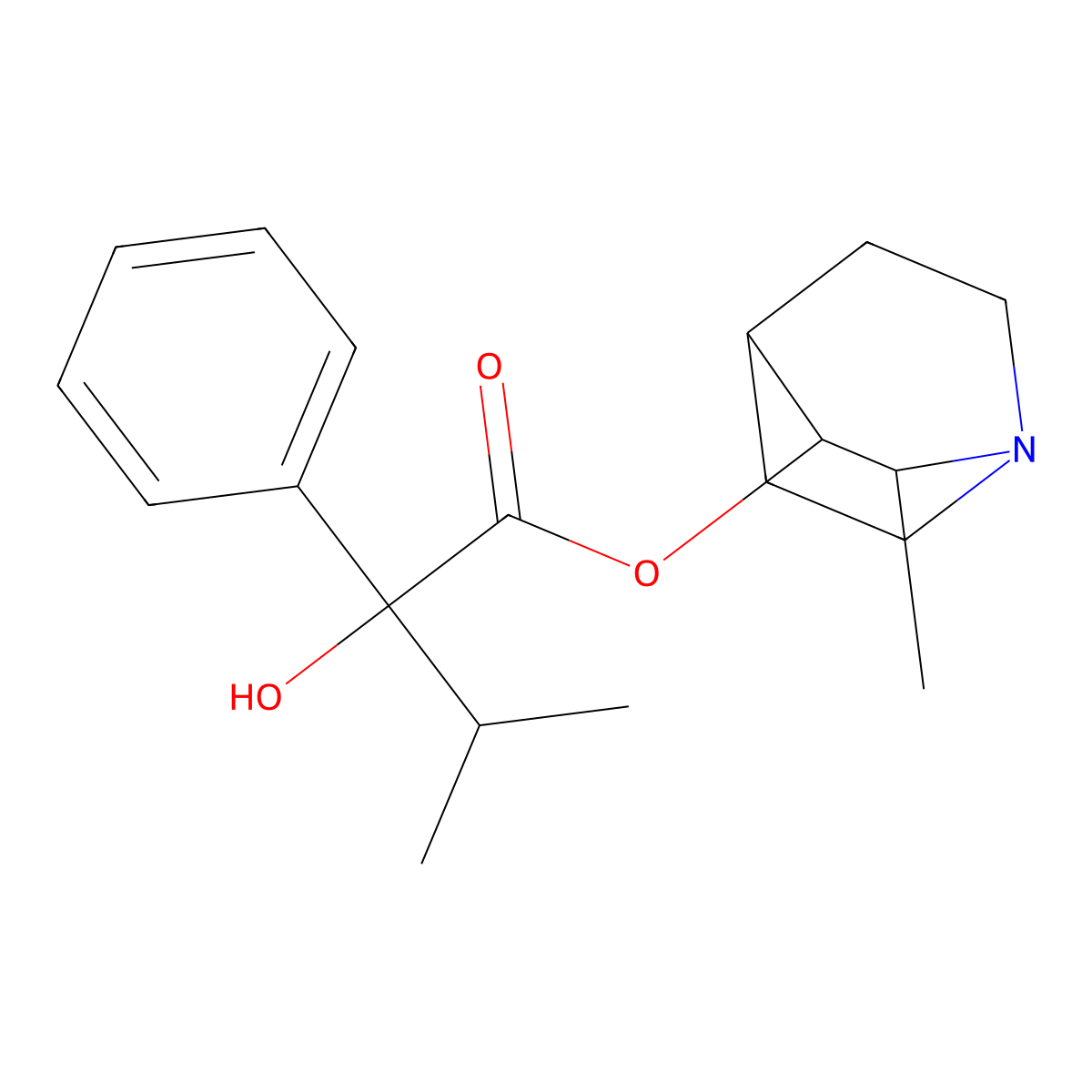 Mandelic acid, alpha-isopropyl-, 2-methyl-3-quinuclidinyl ester molecular structure, CAS 101711-00-6