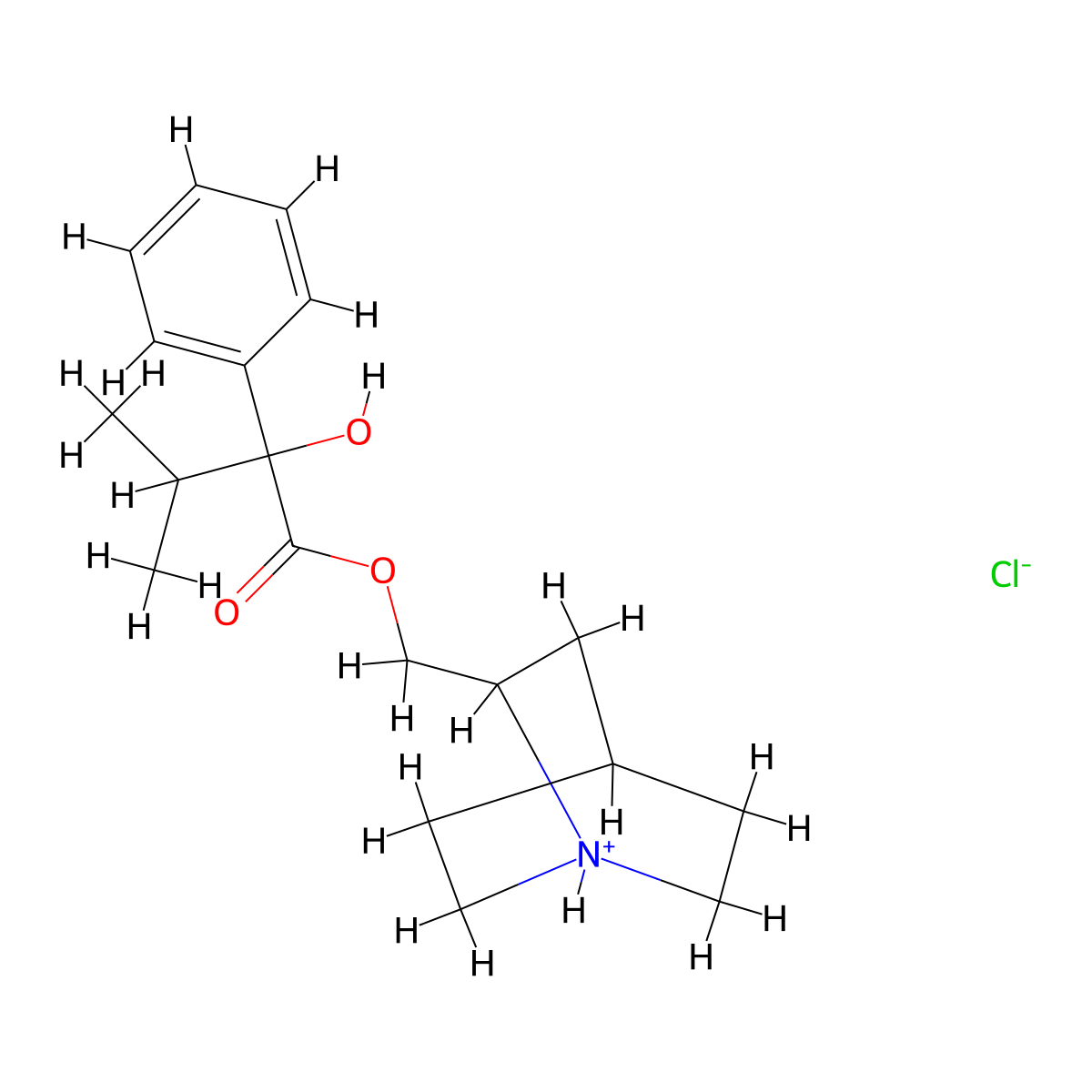 Mandelic acid, alpha-isopropyl-, 2-quinuclidinylmethyl ester, hydrochloride molecular structure, CAS 101711-03-9