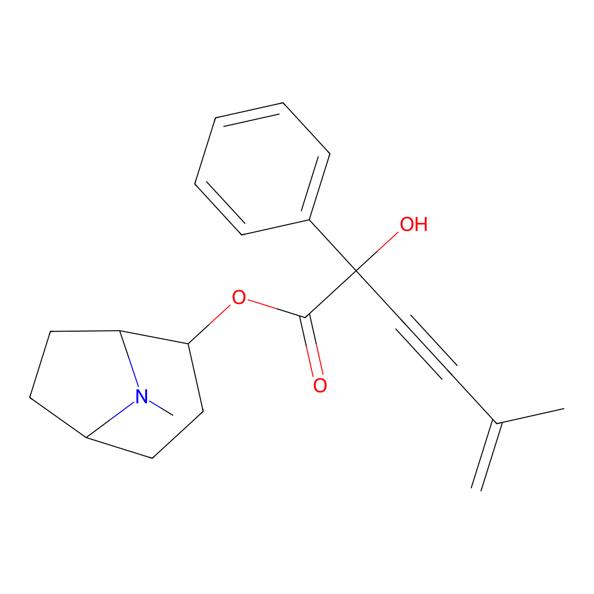 Mandelic acid, alpha-(3-methyl-1-butyn-3-enyl)-, 2-alpha-tropanyl ester, L-(+)- molecular structure, CAS 101711-08-4
