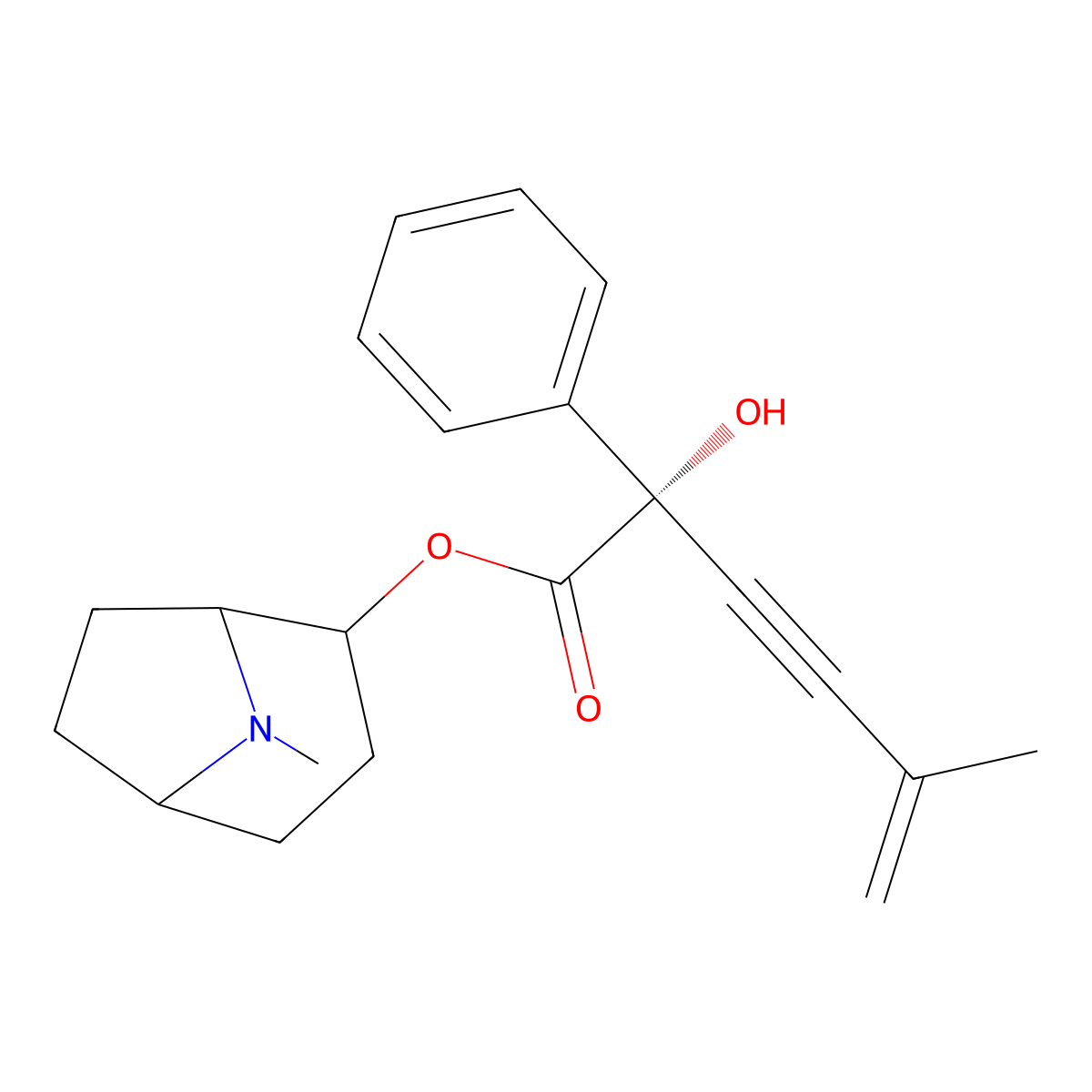 Mandelic acid, alpha-(3-methyl-1-butyn-3-enyl)-, 2-alpha-tropanyl ester, L-(+)- molecular structure, CAS 101711-08-4