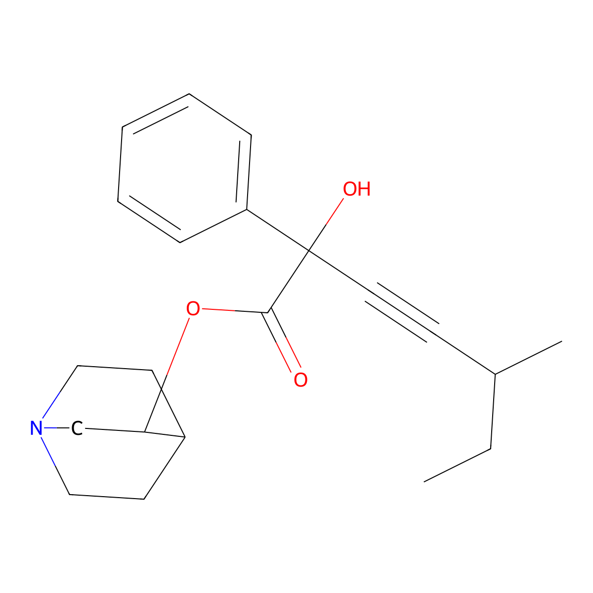Mandelic acid, alpha-(3-methyl-1-pentynyl)-, 3-quinuclidinyl ester molecular structure, CAS 101711-10-8
