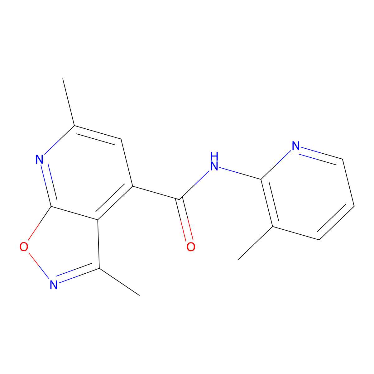 3,6-dimethyl-N-(3-methylpyridin-2-yl)[1,2]oxazolo[5,4-b]pyridine-4-carboxamide molecular structure, CAS 1017111-65-7