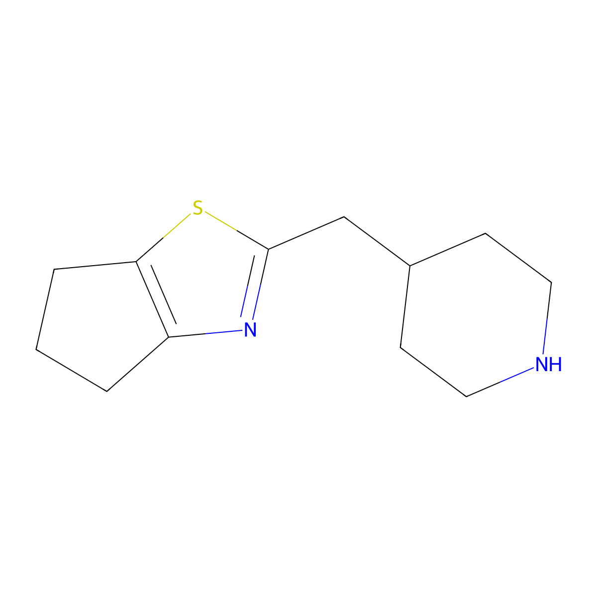4-((4H,5H,6H-cyclopenta(d)(1,3)thiazol-2-yl)methyl)piperidine molecular structure, CAS 1017112-70-7