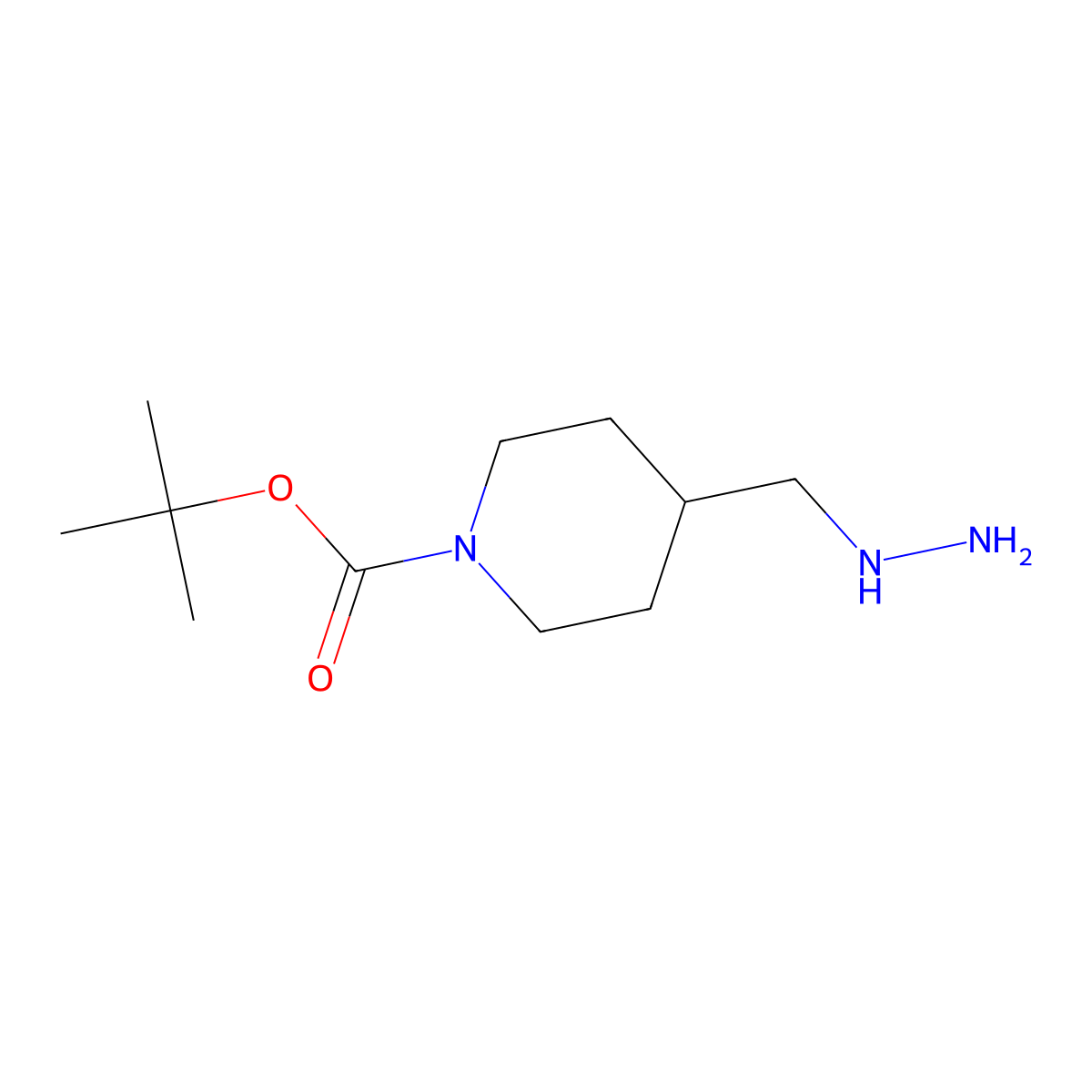 Tert-butyl 4-(hydrazinylmethyl)piperidine-1-carboxylate molecular structure, CAS 1017117-11-1