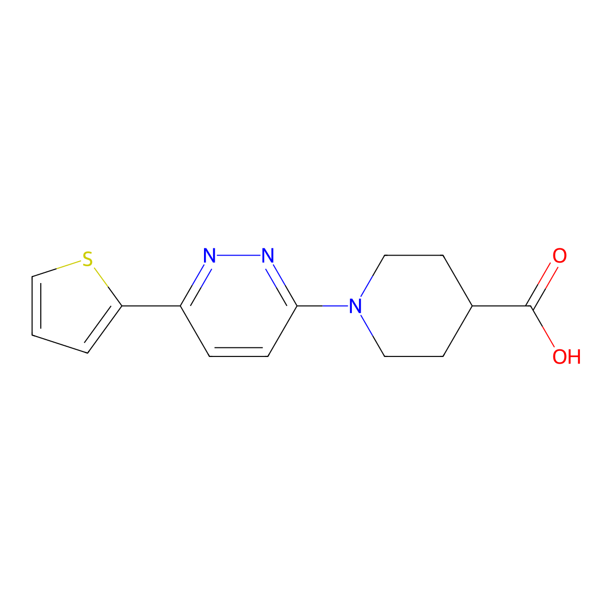1-[6-(Thiophen-2-yl)pyridazin-3-yl]piperidine-4-carboxylic acid molecular structure, CAS 1017117-60-0