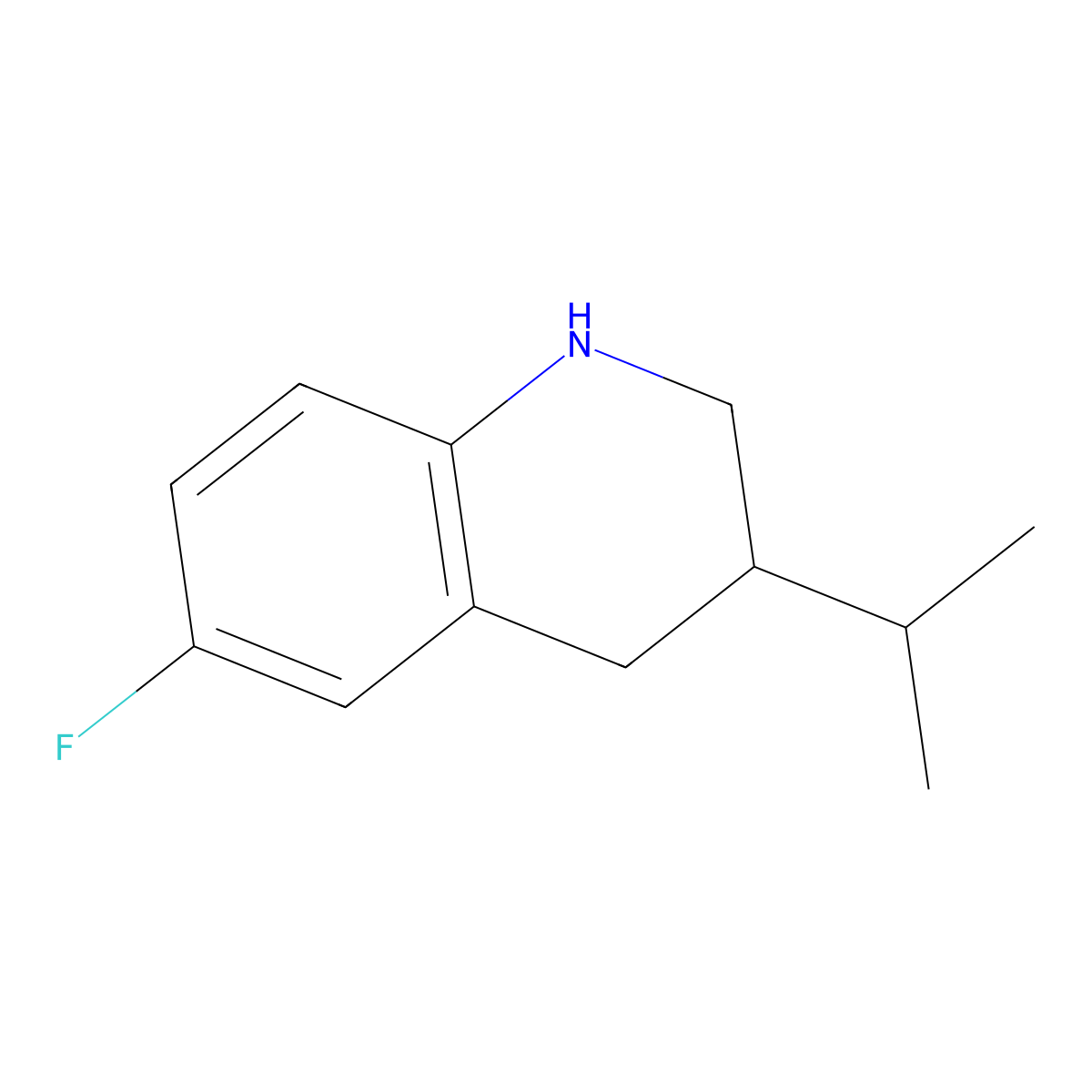 6-Fluoro-3-(propan-2-yl)-1,2,3,4-tetrahydroquinoline molecular structure, CAS 1017117-98-4