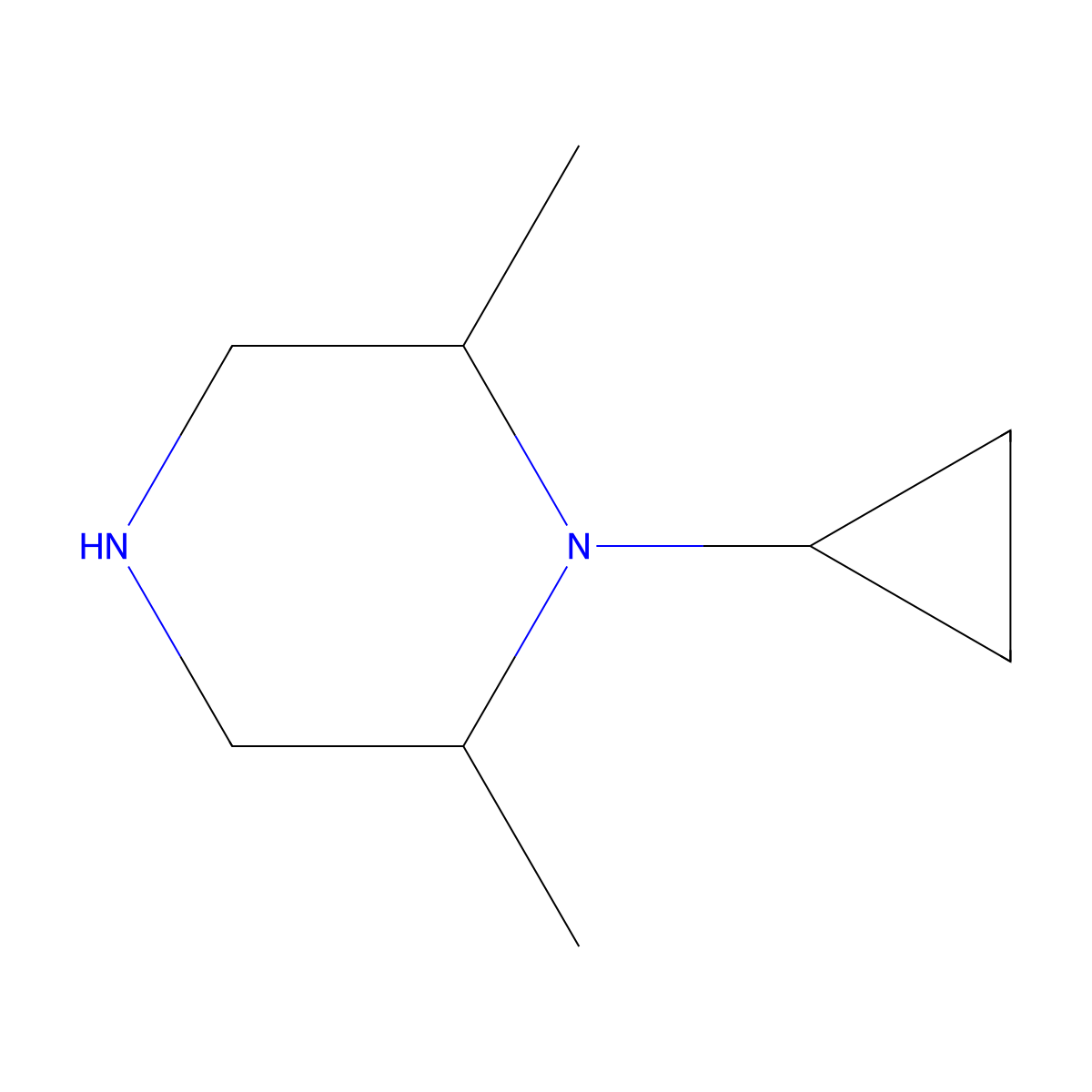 1-Cyclopropyl-2,6-dimethylpiperazine molecular structure, CAS 1017120-38-5