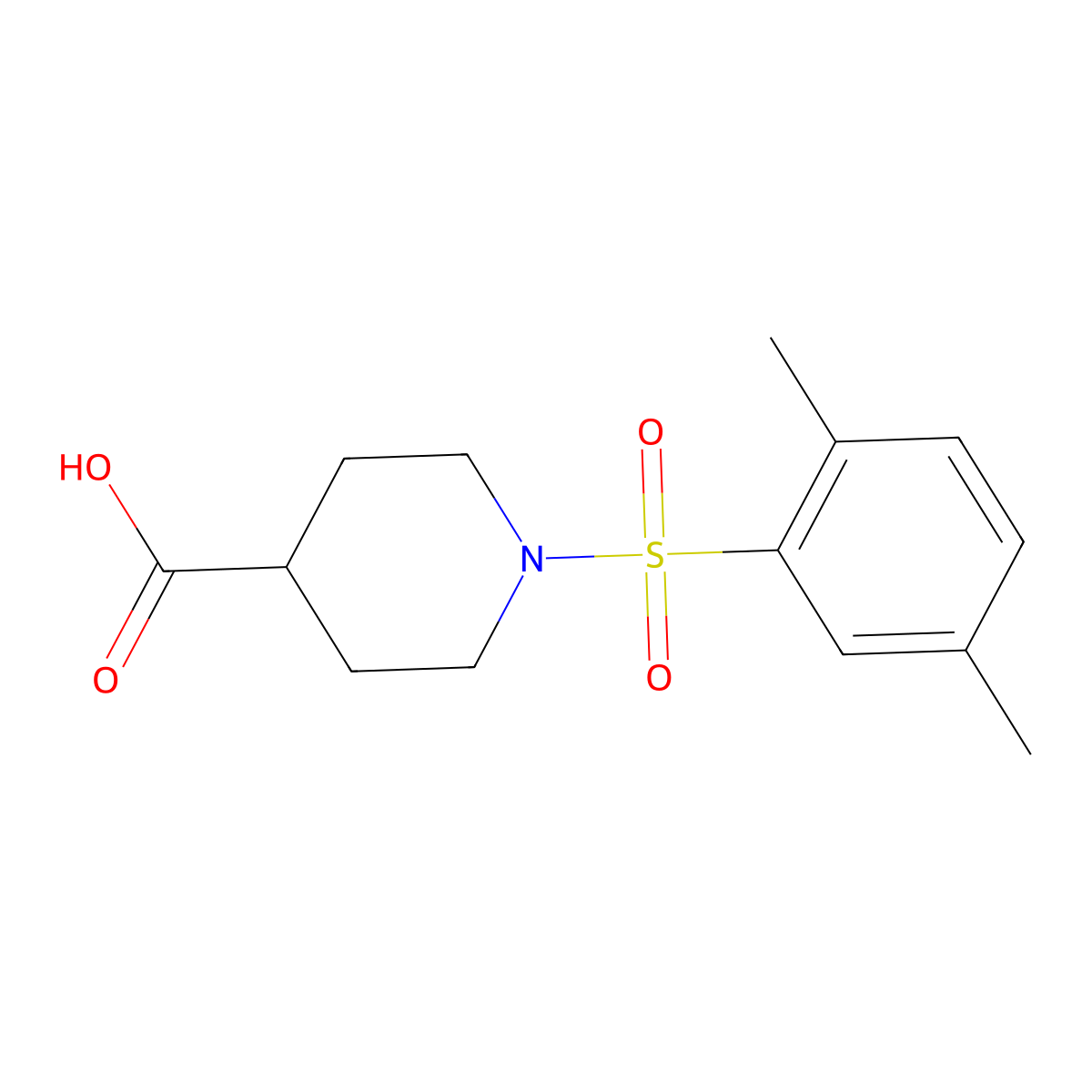 1-(2,5-Dimethylbenzenesulfonyl)piperidine-4-carboxylic acid molecular structure, CAS 1017121-91-3
