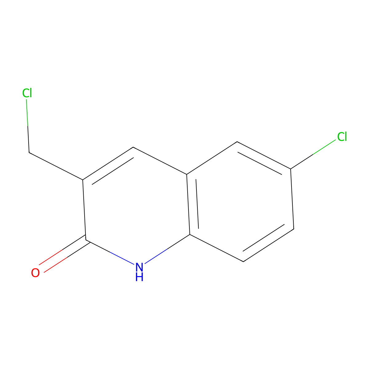 6-Chloro-3-(chloromethyl)-1,2-dihydroquinolin-2-one molecular structure, CAS 1017127-45-5