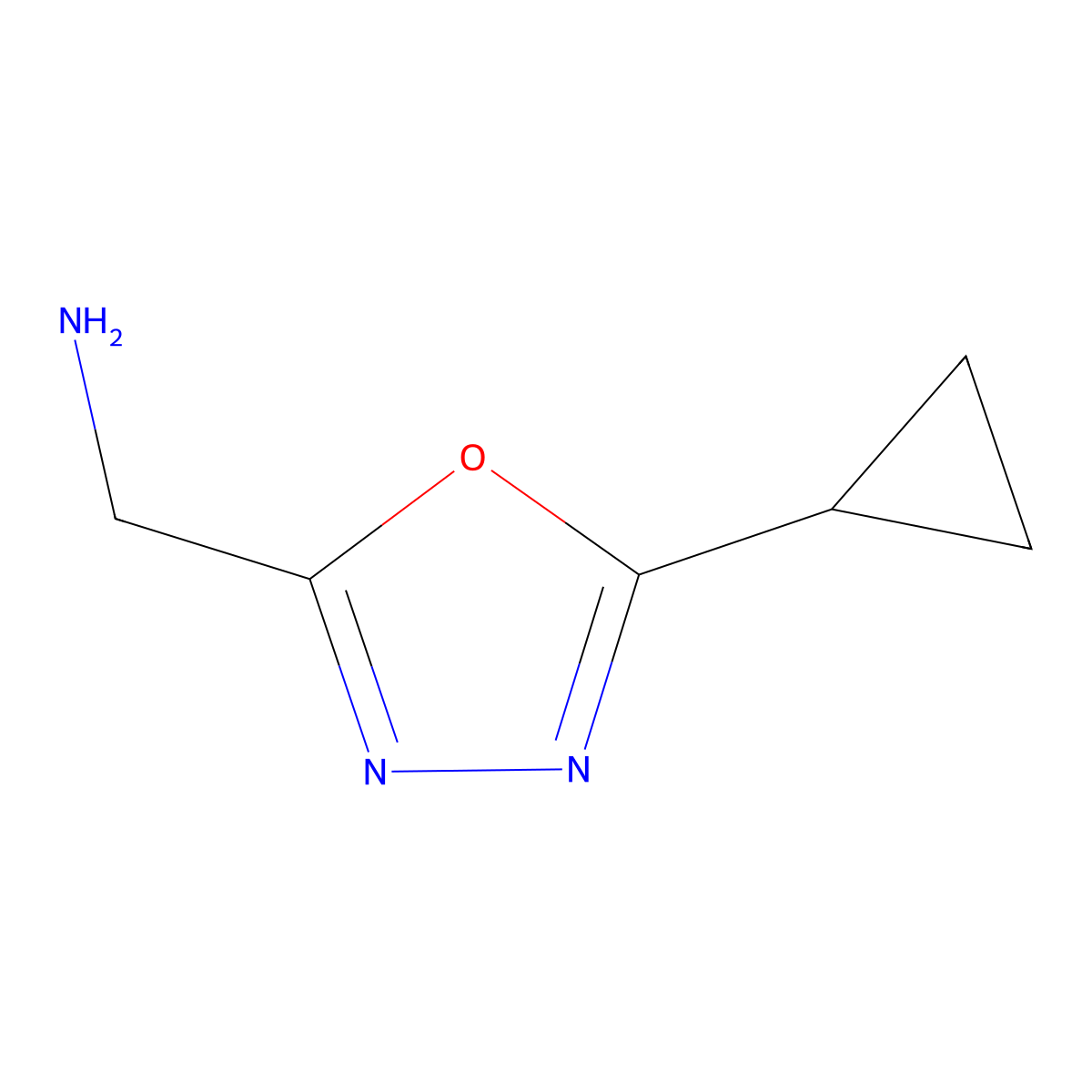 (5-Cyclopropyl-1,3,4-oxadiazol-2-yl)methanamine molecular structure, CAS 1017131-06-4