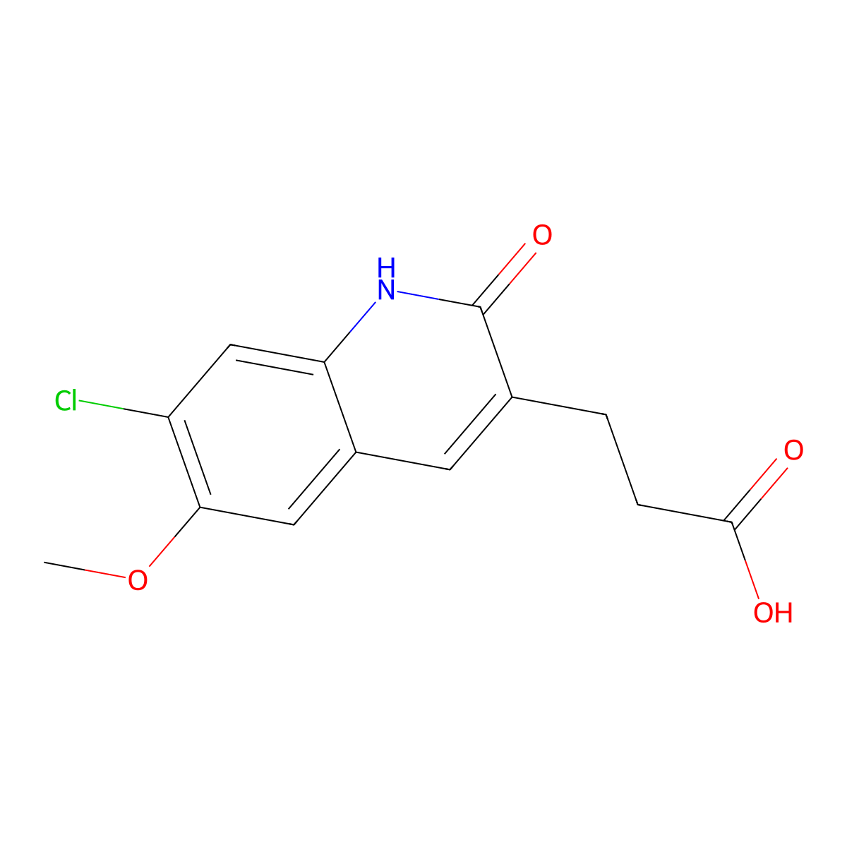 3-(7-Chloro-6-methoxy-2-oxo-1,2-dihydroquinolin-3-yl)propanoic acid molecular structure, CAS 1017131-84-8