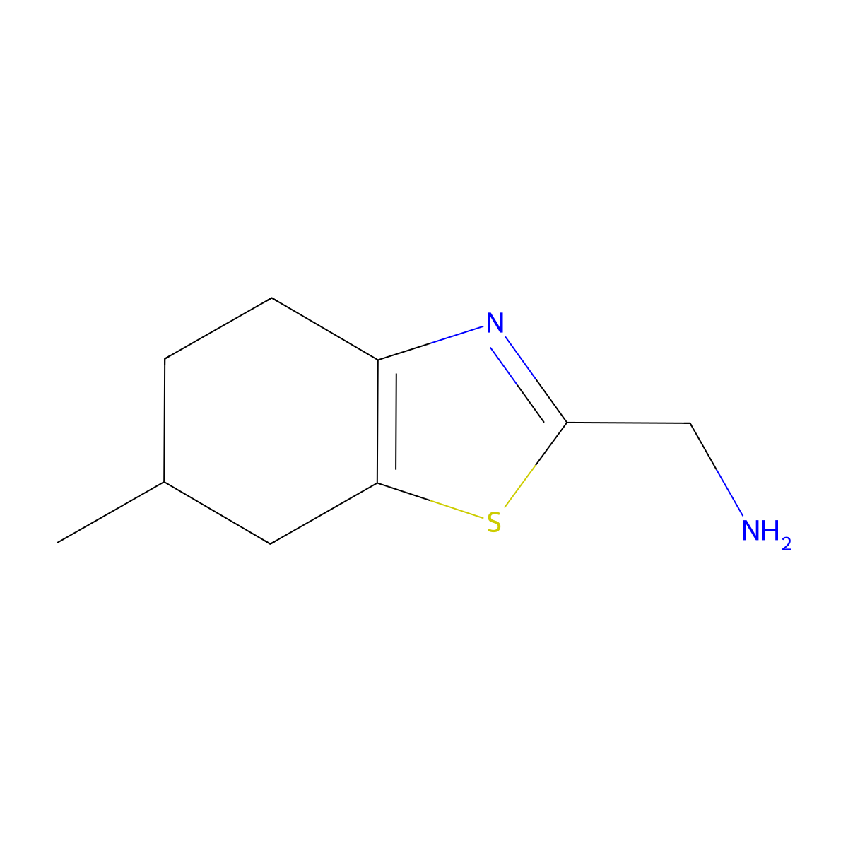 (6-Methyl-4,5,6,7-tetrahydro-1,3-benzothiazol-2-yl)methanamine molecular structure, CAS 1017132-07-8