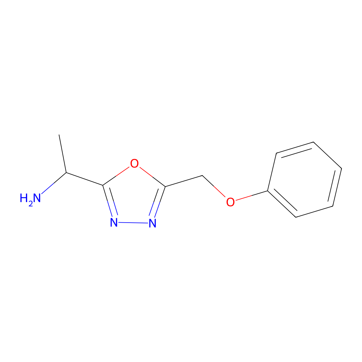 1-[5-(Phenoxymethyl)-1,3,4-oxadiazol-2-yl]ethan-1-amine molecular structure, CAS 1017133-00-4