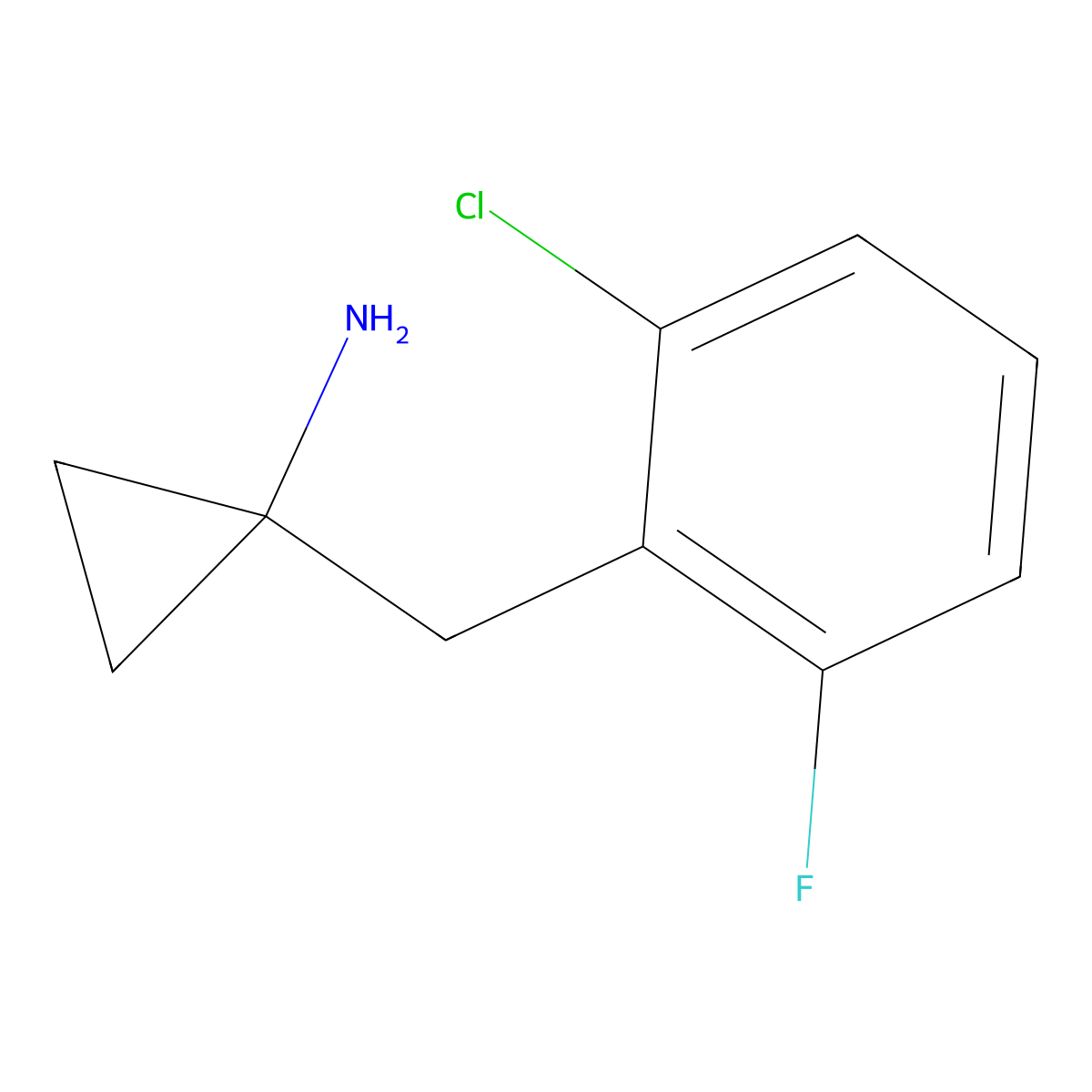 1-[(2-Chloro-6-fluorophenyl)methyl]cyclopropan-1-amine molecular structure, CAS 1017133-42-4