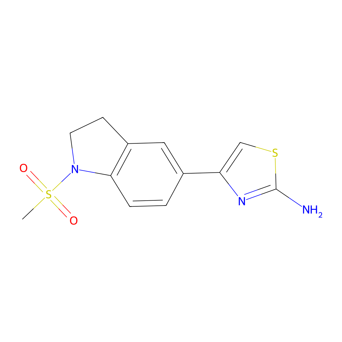4-(1-(Methylsulfonyl)indolin-5-yl)thiazol-2-amine molecular structure, CAS 1017135-43-1