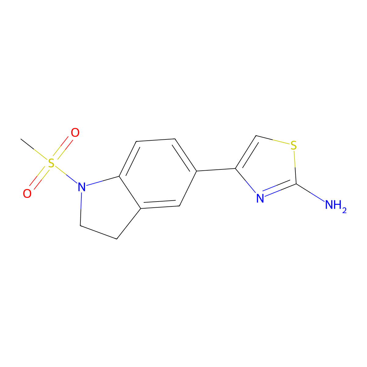 4-(1-(Methylsulfonyl)indolin-5-yl)thiazol-2-amine molecular structure, CAS 1017135-43-1