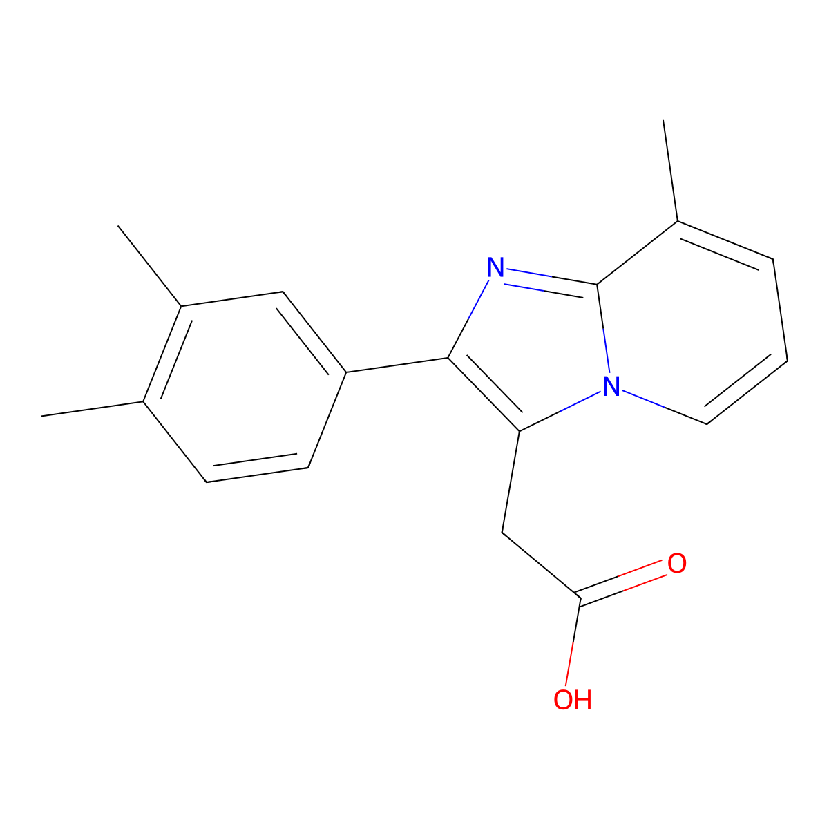 2-[2-(3,4-Dimethylphenyl)-8-methylimidazo[1,2-a]pyridin-3-yl]acetic acid molecular structure, CAS 1017141-21-7