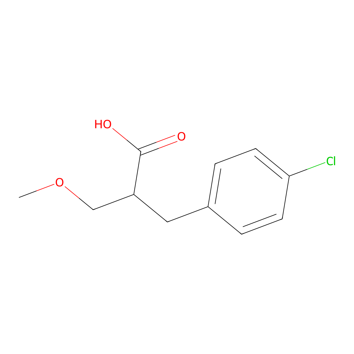 2-[(4-Chlorophenyl)methyl]-3-methoxypropanoic acid molecular structure, CAS 1017147-07-7