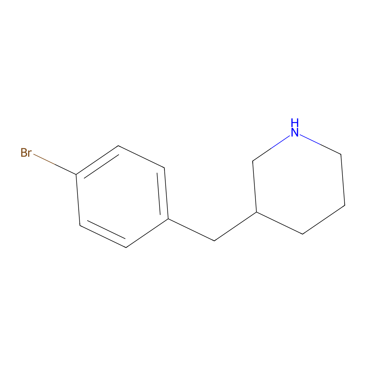 3-(4-Bromobenzyl)piperidine molecular structure, CAS 1017150-72-9
