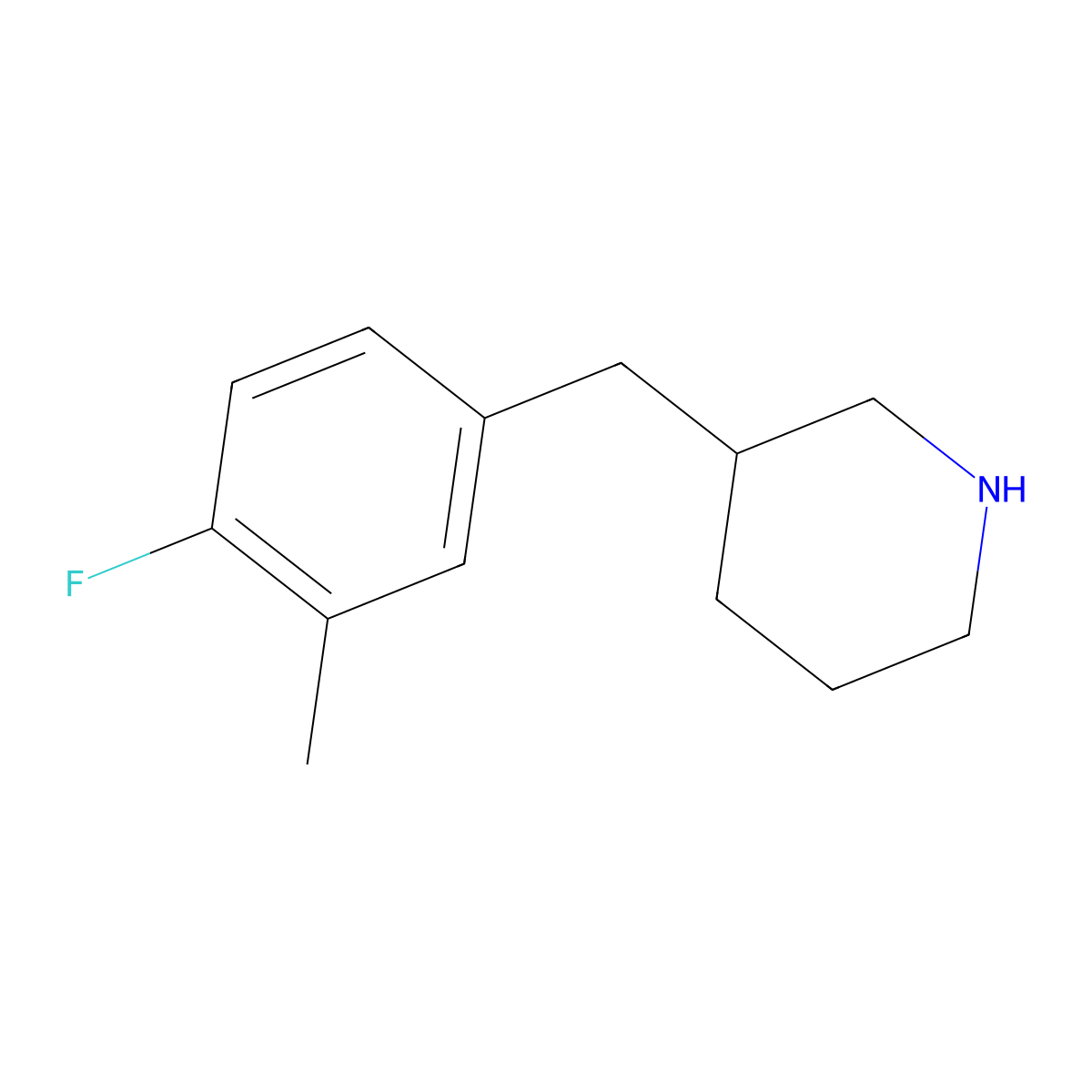3-(4-Fluoro-3-methylbenzyl)piperidine molecular structure, CAS 1017150-75-2