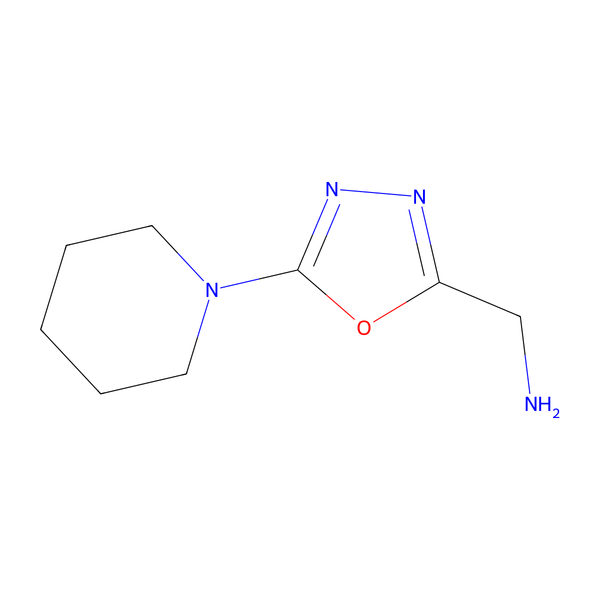 1-[5-(Piperidin-1-yl)-1,3,4-oxadiazol-2-yl]methanamine molecular structure, CAS 1017150-77-4