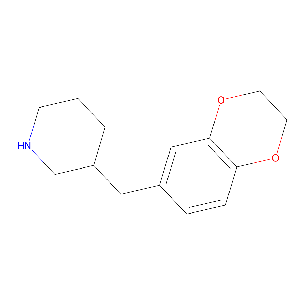 3-[(2,3-Dihydro-1,4-benzodioxin-6-yl)methyl]piperidine molecular structure, CAS 1017150-78-5