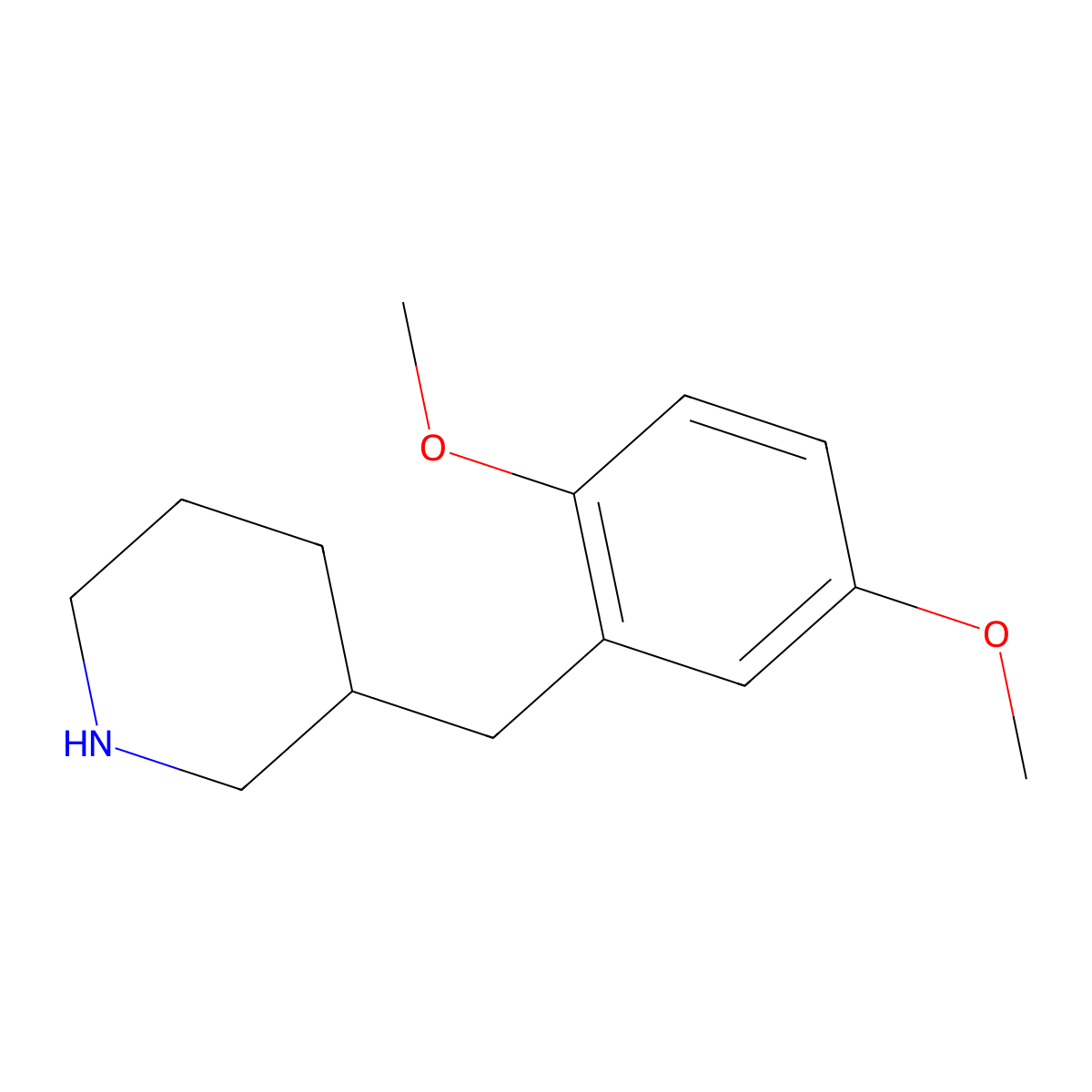 3-[(2,5-Dimethoxyphenyl)methyl]piperidine molecular structure, CAS 1017150-81-0