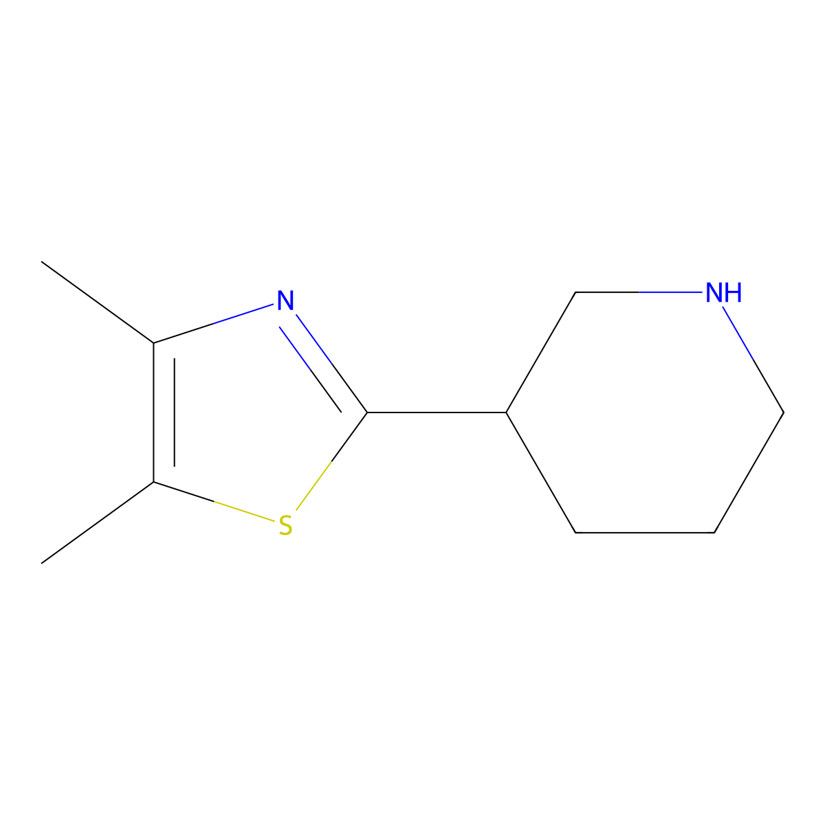 3-(Dimethyl-1,3-thiazol-2-yl)piperidine molecular structure, CAS 1017153-30-8