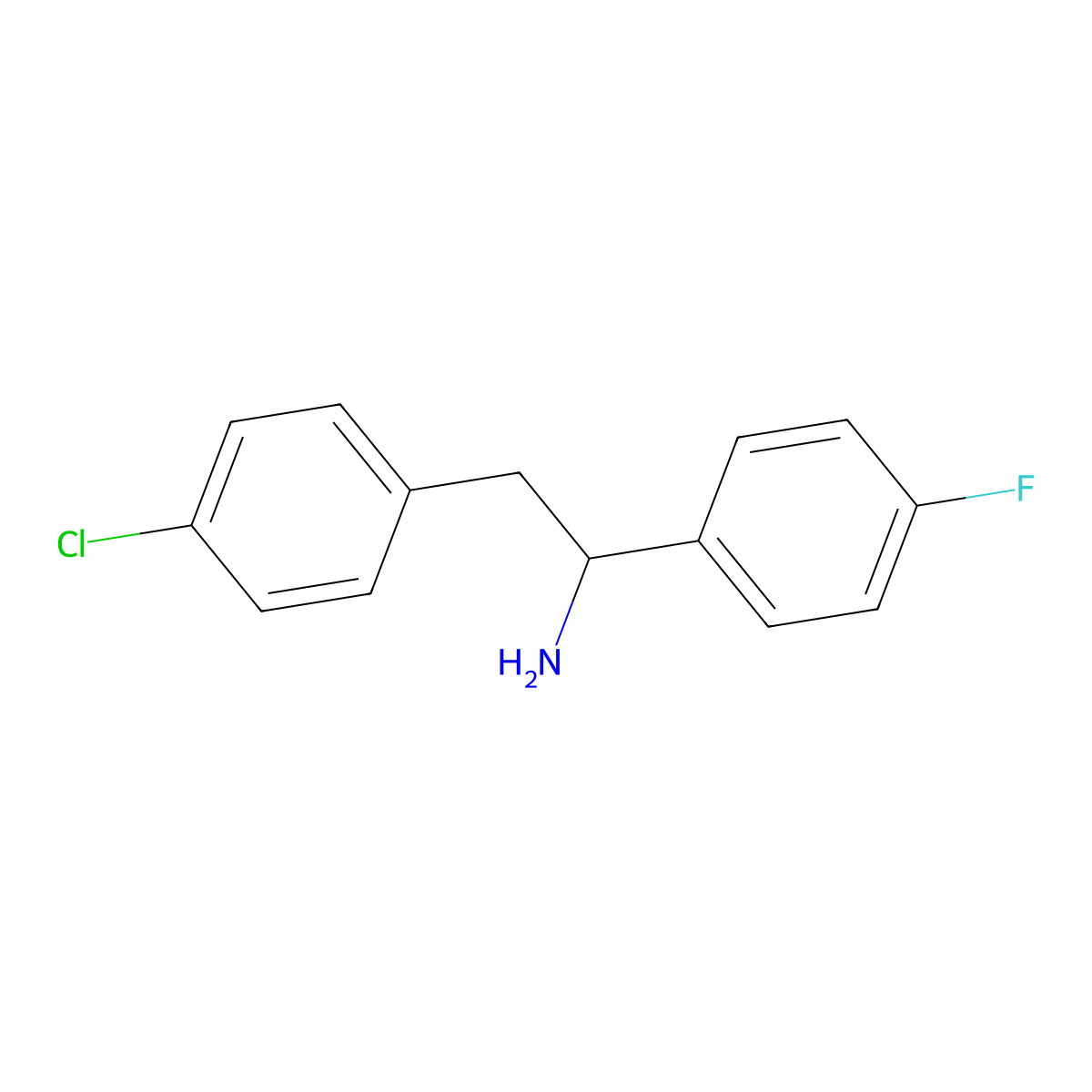 2-(4-Chlorophenyl)-1-(4-fluorophenyl)ethan-1-amine molecular structure, CAS 1017153-93-3