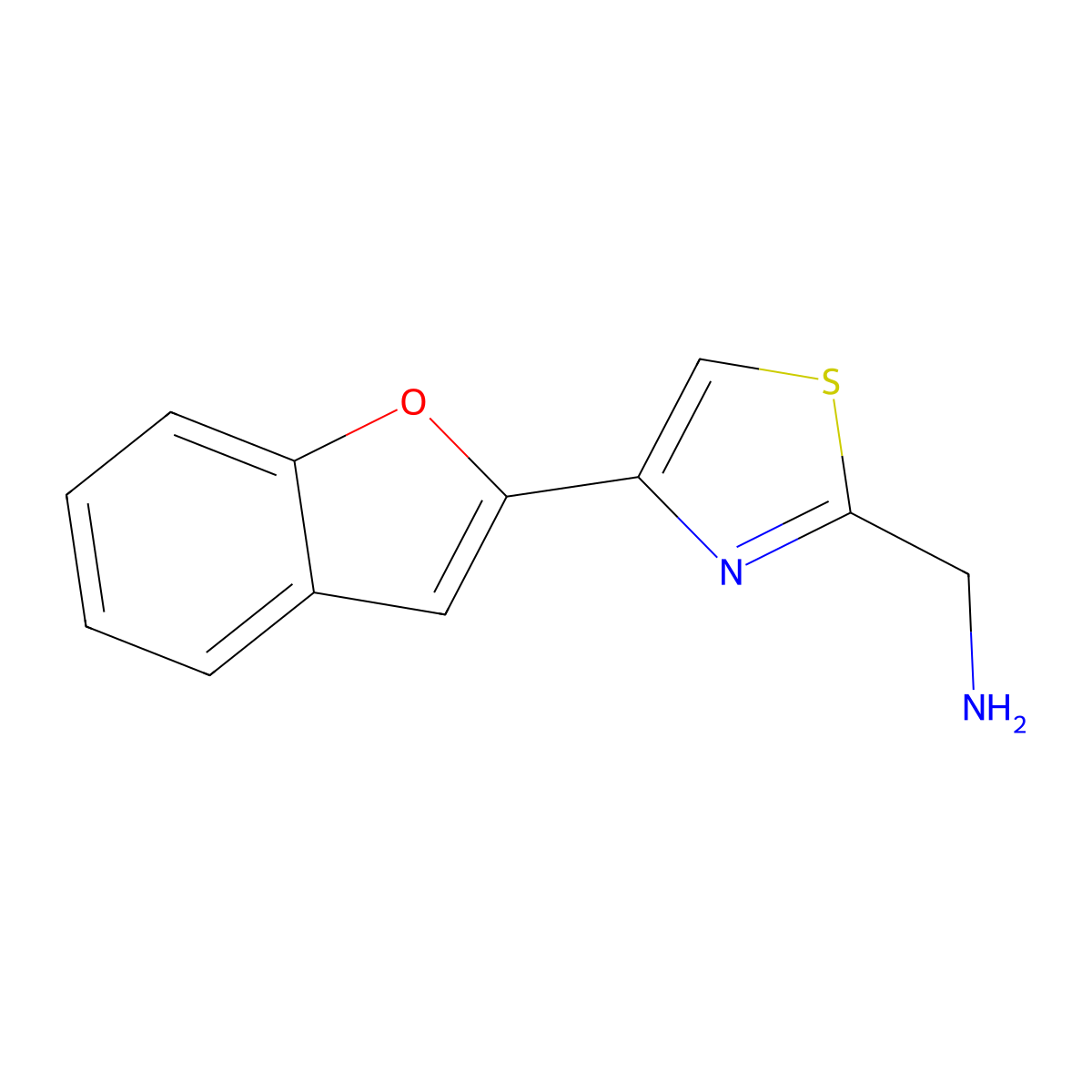 (4-(1-Benzofuran-2-yl)-1,3-thiazol-2-yl)methanamine molecular structure, CAS 1017156-27-2