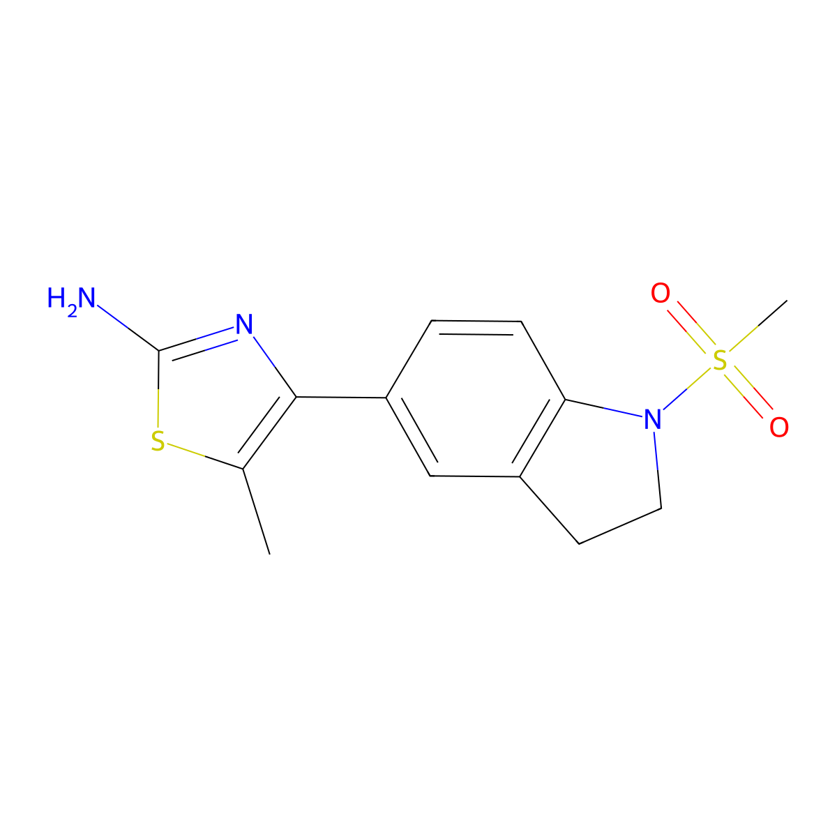 5-Methyl-4-(1-(methylsulfonyl)indolin-5-yl)thiazol-2-amine molecular structure, CAS 1017162-62-7