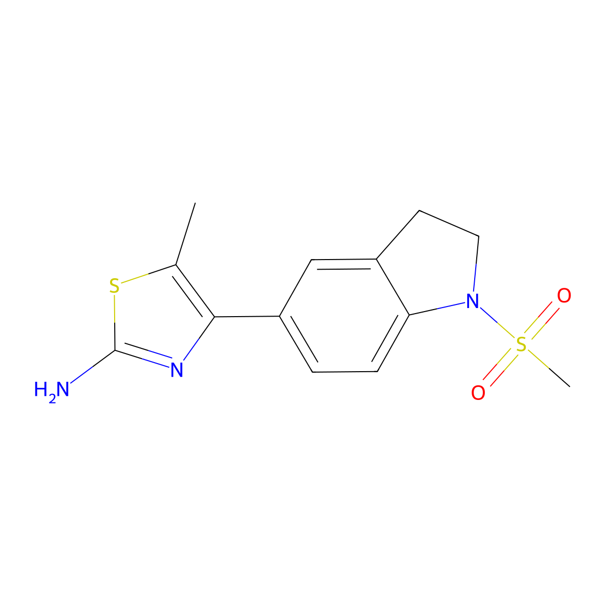 5-Methyl-4-(1-(methylsulfonyl)indolin-5-yl)thiazol-2-amine molecular structure, CAS 1017162-62-7
