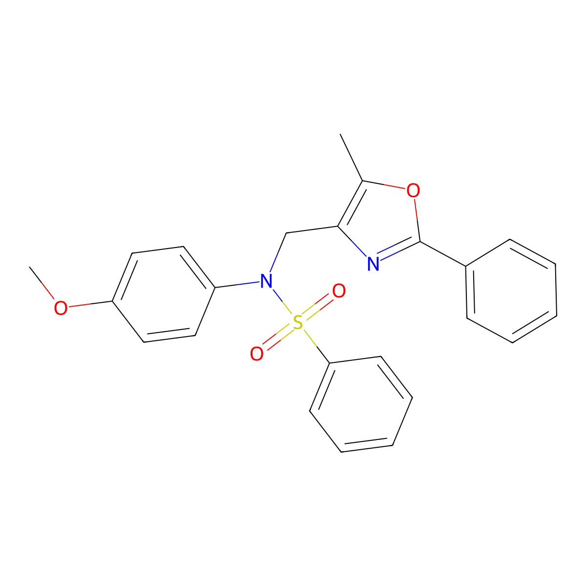 N-(4-methoxyphenyl)-N-((5-methyl-2-phenyloxazol-4-yl)methyl)benzenesulfonamide molecular structure, CAS 1017162-89-8