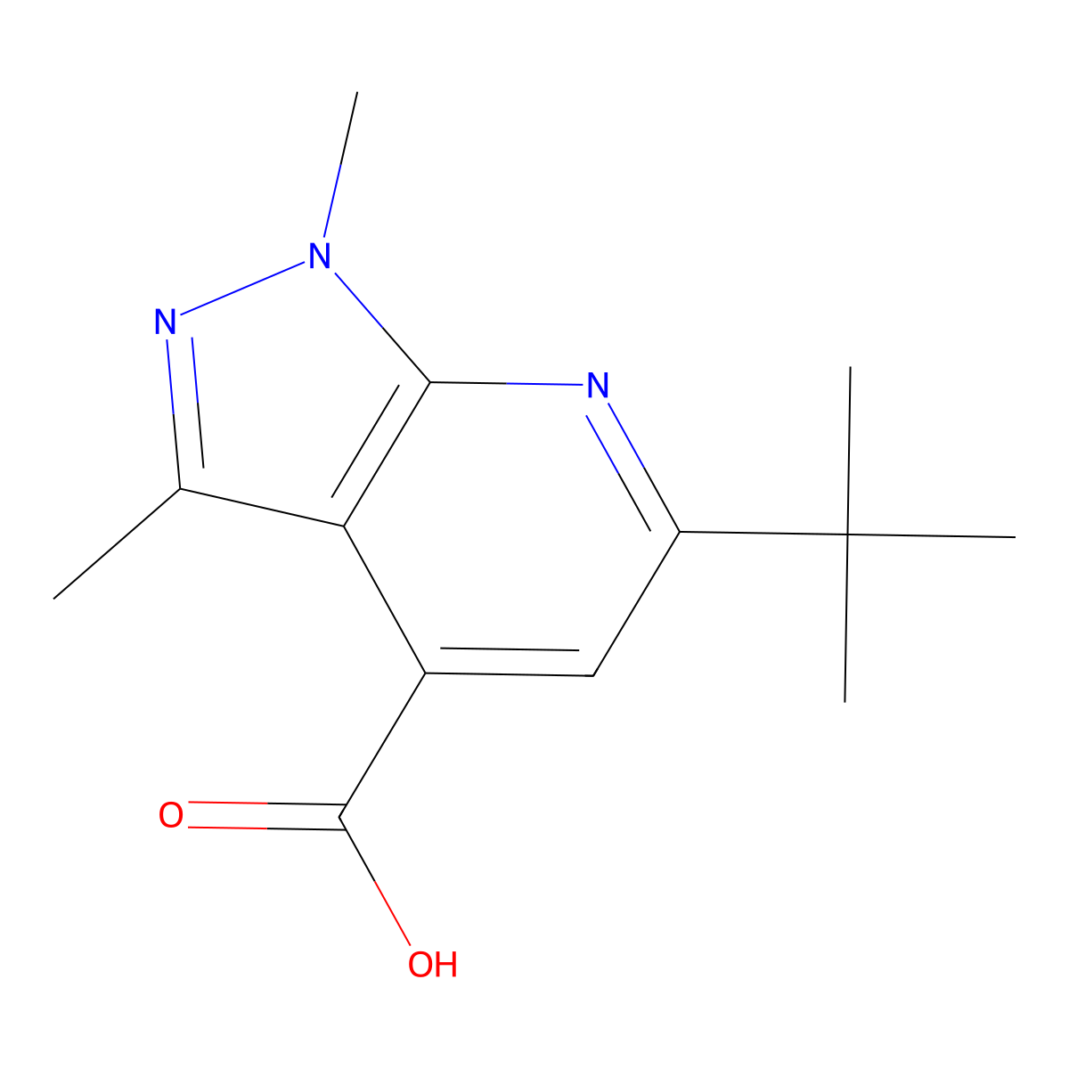 6-(tert-butyl)-1,3-dimethyl-1H-pyrazolo[3,4-b]pyridine-4-carboxylic acid molecular structure, CAS 1017163-11-9