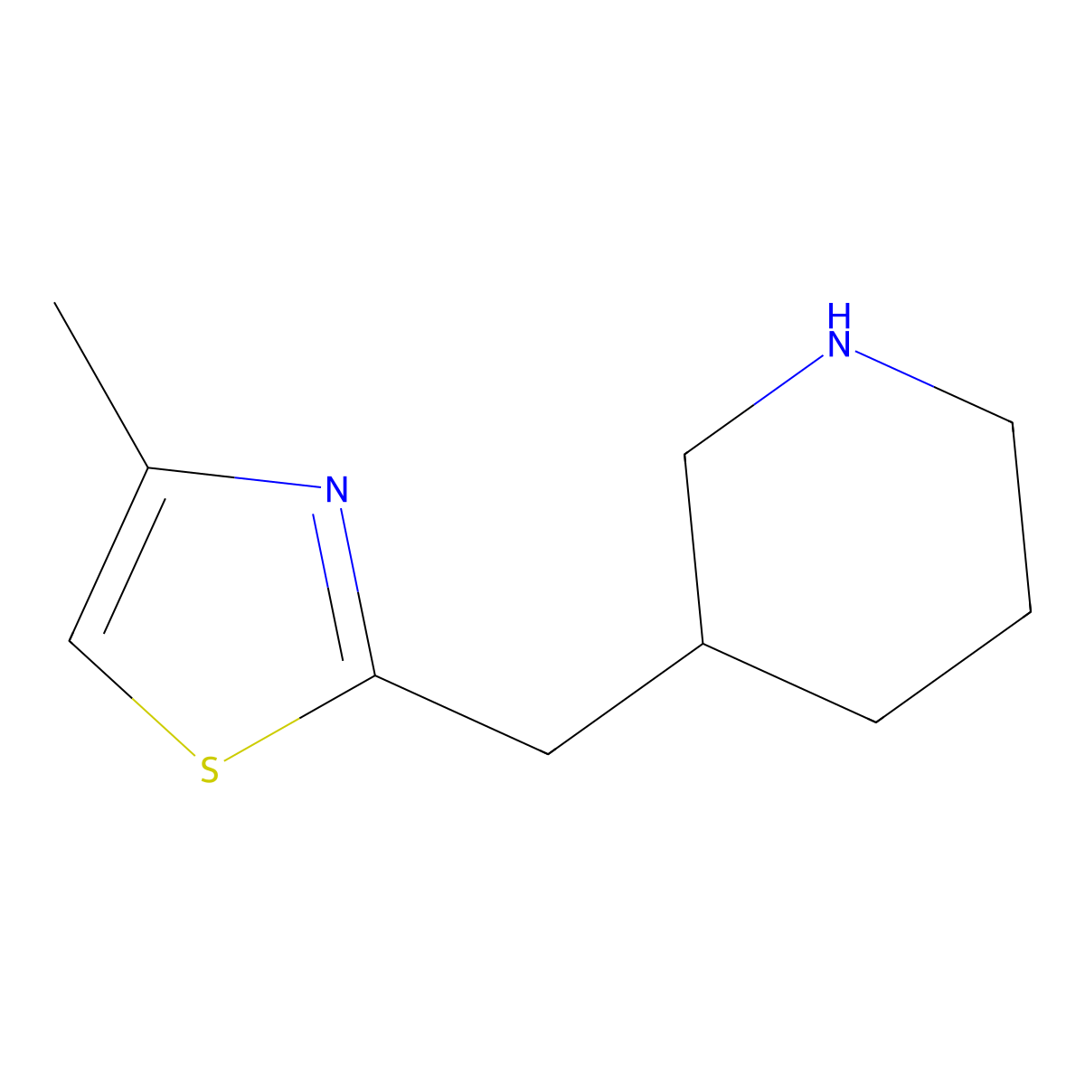 3-[(4-Methyl-1,3-thiazol-2-yl)methyl]piperidine molecular structure, CAS 1017164-21-4