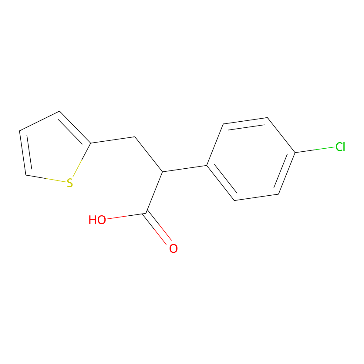 2-(4-Chlorophenyl)-3-(2-thienyl)propanoic acid molecular structure, CAS 1017165-82-0