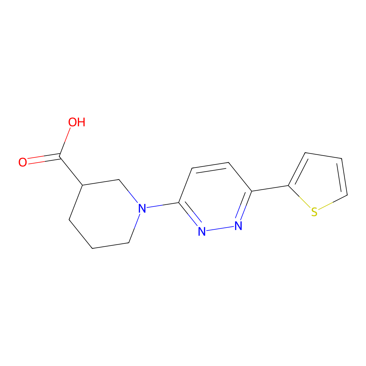 1-[6-(Thiophen-2-yl)pyridazin-3-yl]piperidine-3-carboxylic acid molecular structure, CAS 1017168-96-5