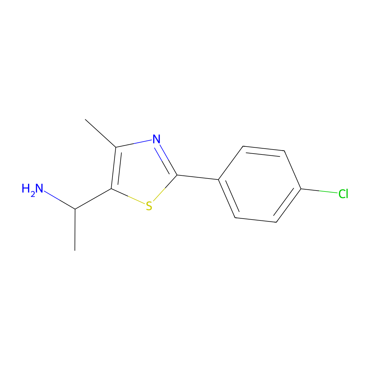 1-[2-(4-Chlorophenyl)-4-methyl-1,3-thiazol-5-yl]ethan-1-amine molecular structure, CAS 1017170-44-3