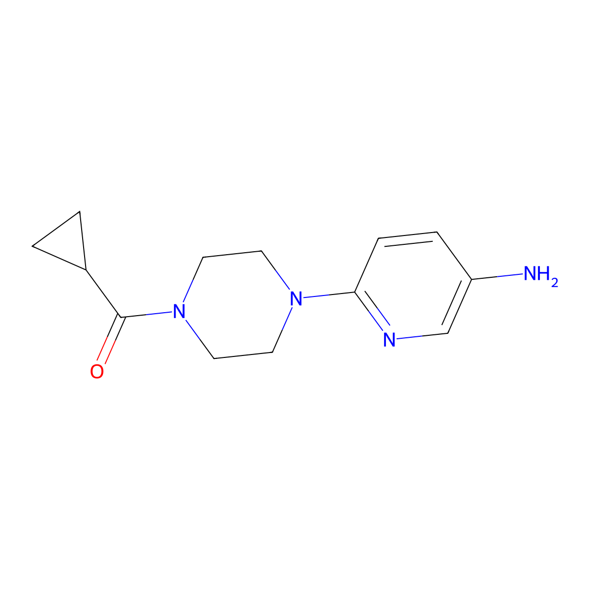 6-(4-Cyclopropanecarbonylpiperazin-1-yl)pyridin-3-amine molecular structure, CAS 1017171-74-2