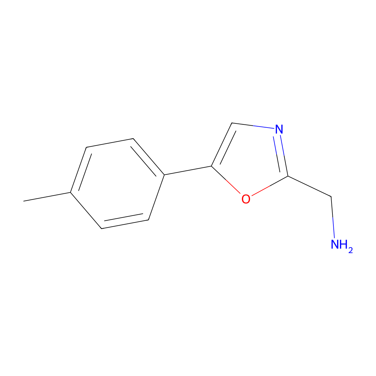 [5-(4-Methylphenyl)-1,3-oxazol-2-yl]methanamine molecular structure, CAS 1017178-61-8