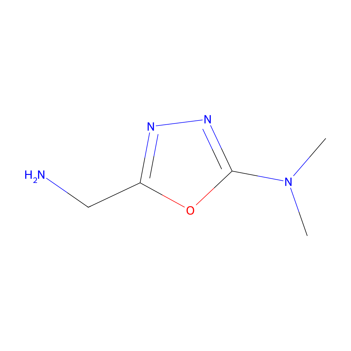 5-(aminomethyl)-N,N-dimethyl-1,3,4-oxadiazol-2-amine molecular structure, CAS 1017179-92-8