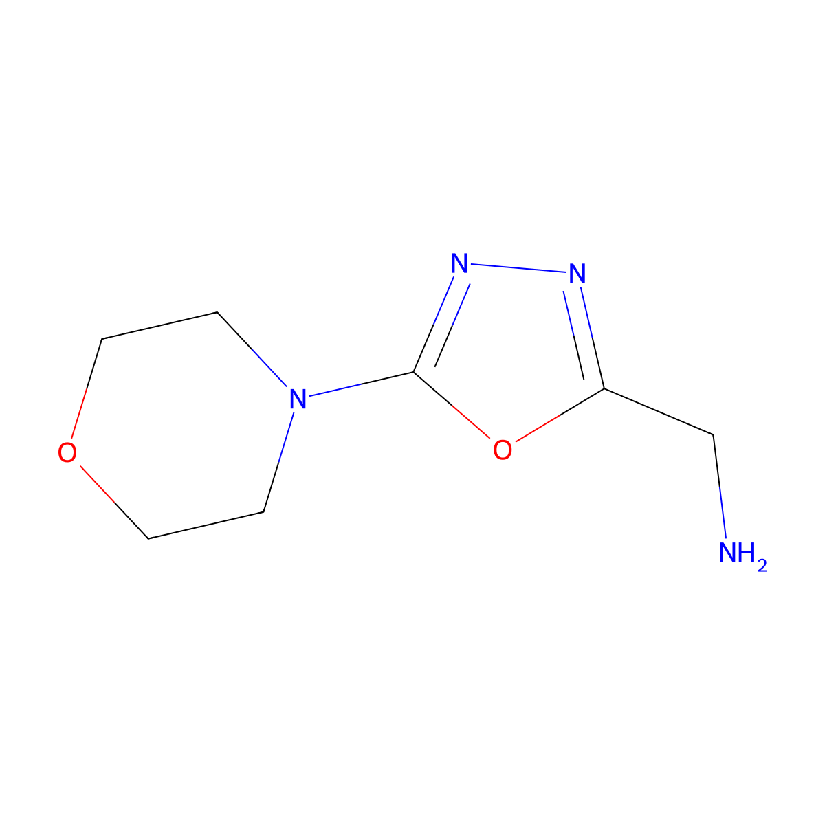 [5-(Morpholin-4-yl)-1,3,4-oxadiazol-2-yl]methanamine molecular structure, CAS 1017179-95-1