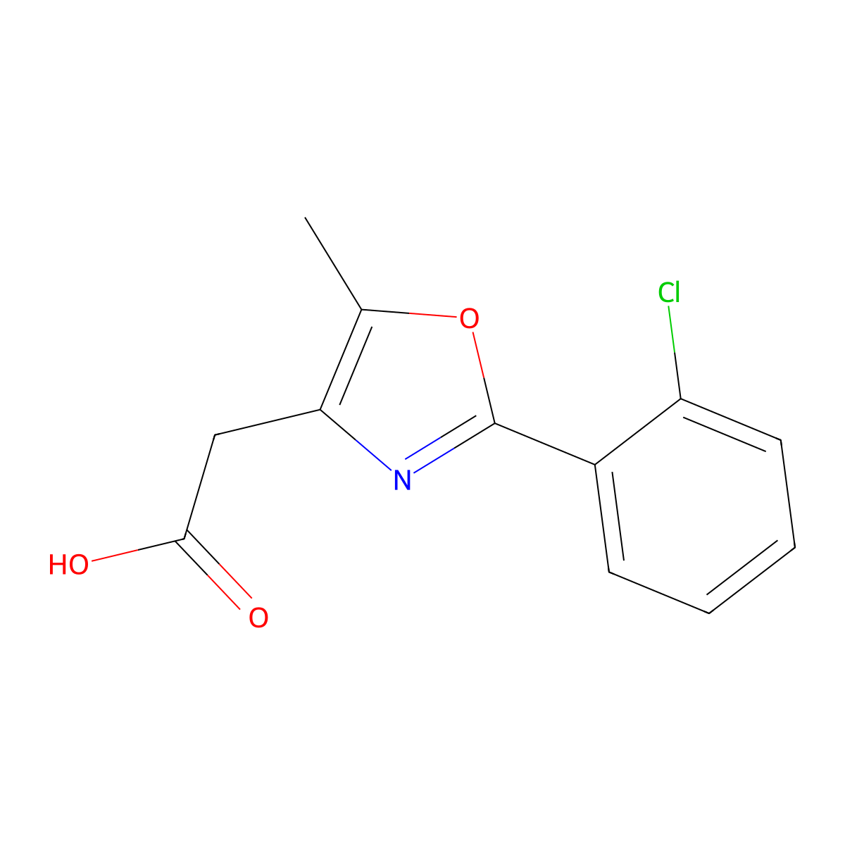 2-[2-(2-Chlorophenyl)-5-methyl-1,3-oxazol-4-yl]acetic acid molecular structure, CAS 1017181-48-4