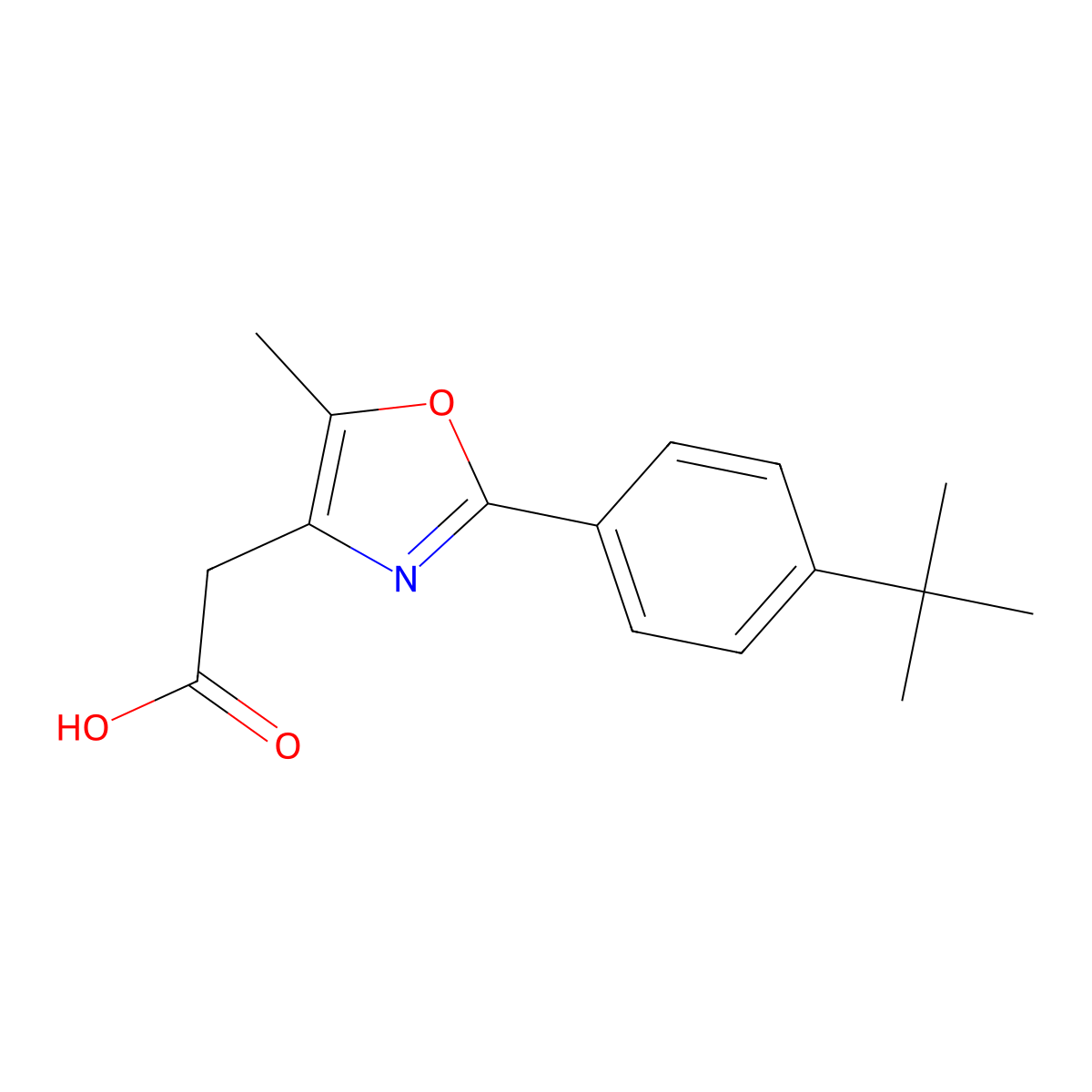 2-[2-(4-Tert-butylphenyl)-5-methyl-1,3-oxazol-4-yl]acetic acid molecular structure, CAS 1017181-51-9