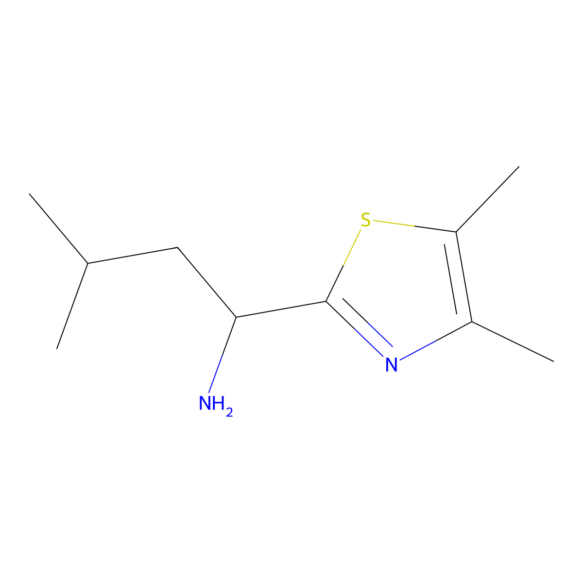 1-(4,5-Dimethylthiazol-2-yl)-3-methylbutan-1-amine molecular structure, CAS 1017183-55-9