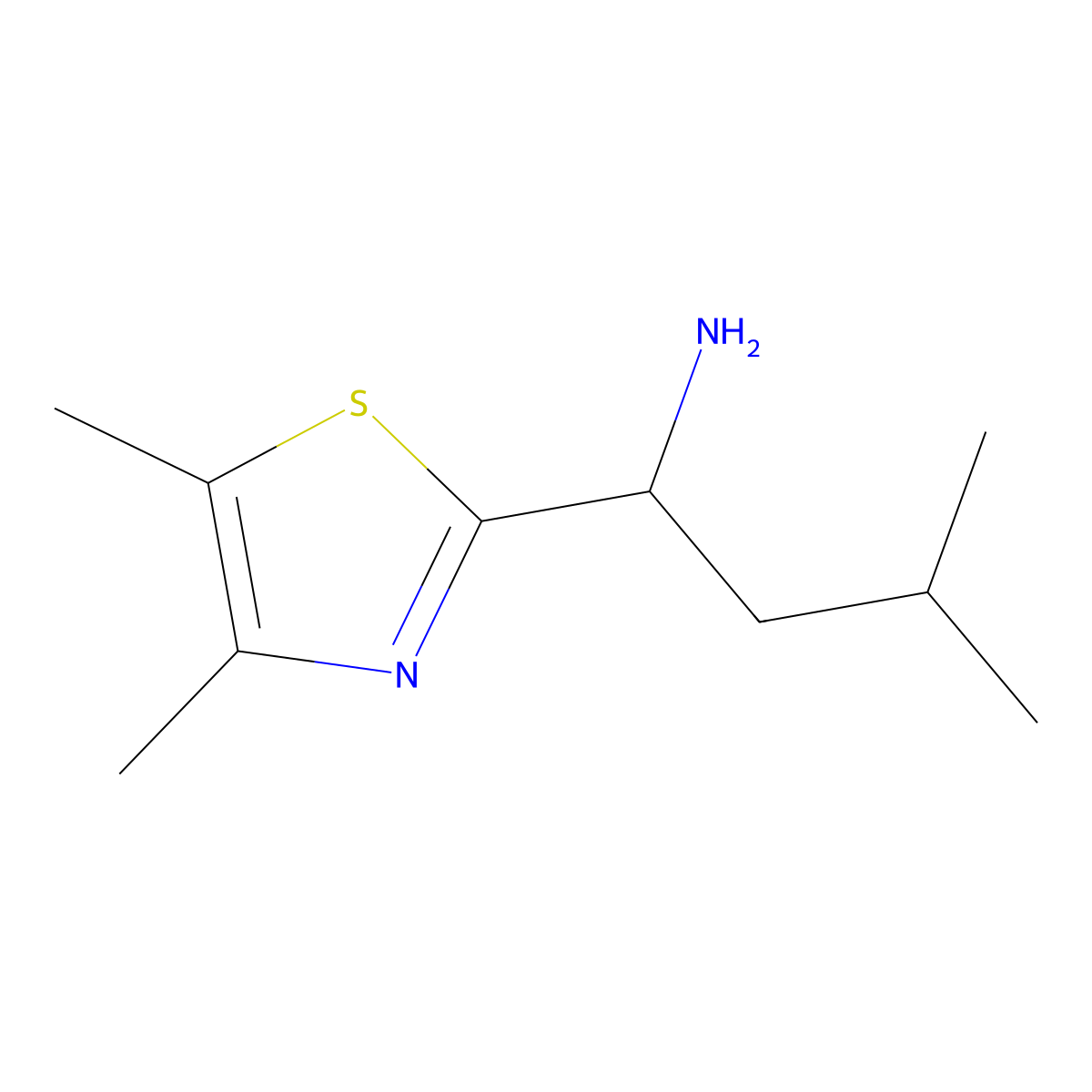 1-(4,5-Dimethylthiazol-2-yl)-3-methylbutan-1-amine molecular structure, CAS 1017183-55-9