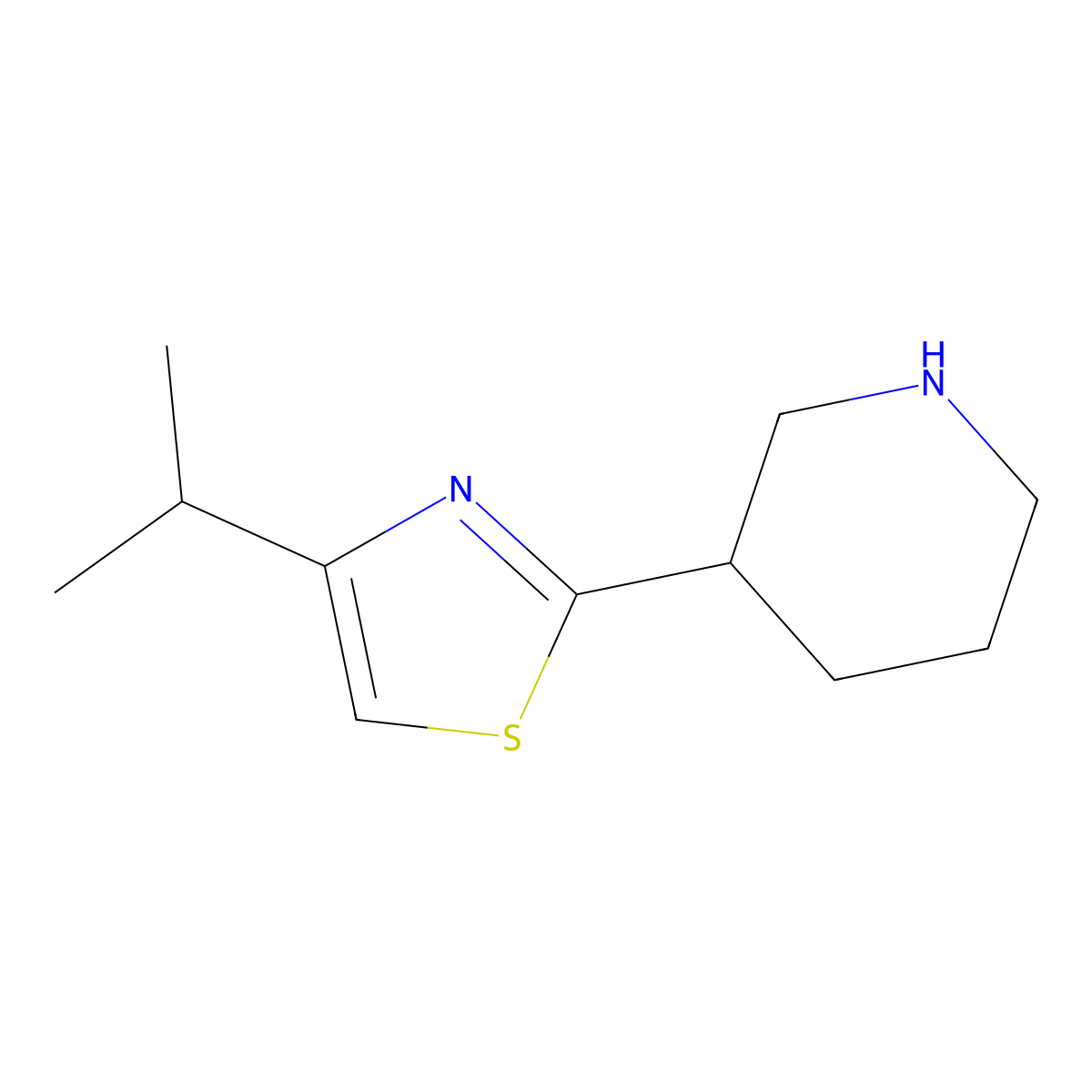 3-(4-(Propan-2-yl)-1,3-thiazol-2-yl)piperidine molecular structure, CAS 1017184-32-5